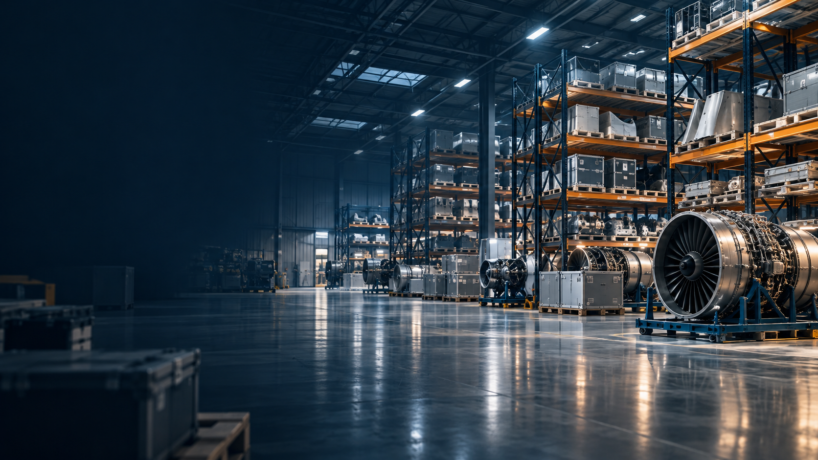 Modern aerospace parts warehouse